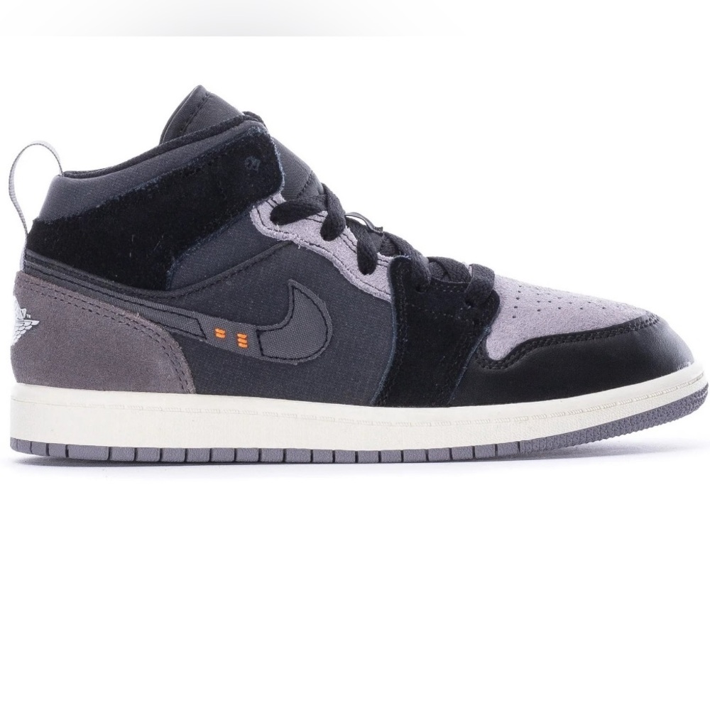 Nike Air Jordan 1 Mid Black and Gray Shoes